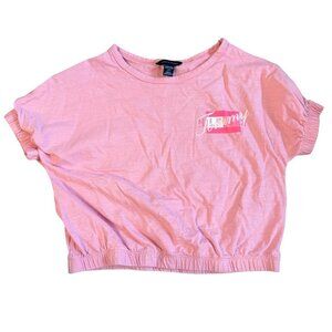 Tommy Hilfiger Pink Logo Graphic Crop Tee Girls Size 7